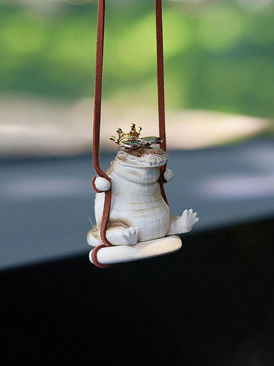 Whimsical Crocodile Swing Car Rearview Mirror Pendant - Unique Car Interior Decoration Accessory