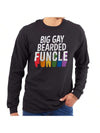 Rainbow Pride: "Big Gay Bearded Funcle Uncle" Men's Long Sleeve Tee