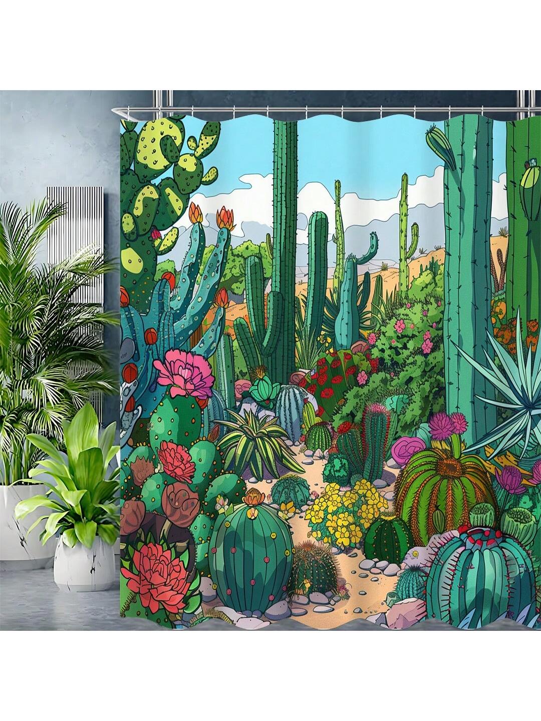 Elevate your bathroom decor with our Rustic Boho Tropical Succulent Plant Printed Shower Curtain. Designed with waterproof material and hooks included, this shower curtain combines functionality and style. Enjoy a touch of nature in your daily routine with the vibrant colors and tropical theme.
