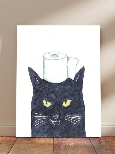Whimsical Black Cat Poster Set: Adorable Bathroom and Bedroom Wall Decor