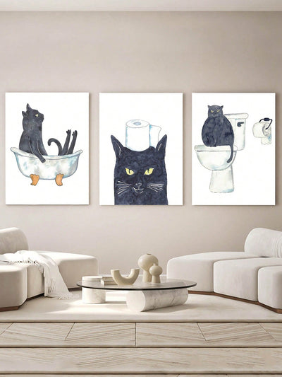 Add a touch of charm to your bathroom or bedroom with our Whimsical Black Cat Poster Set. These adorable posters are the perfect wall decor for cat lovers, featuring whimsical black cats in various poses. Made with high-quality materials, these posters will bring a smile to your face every day.