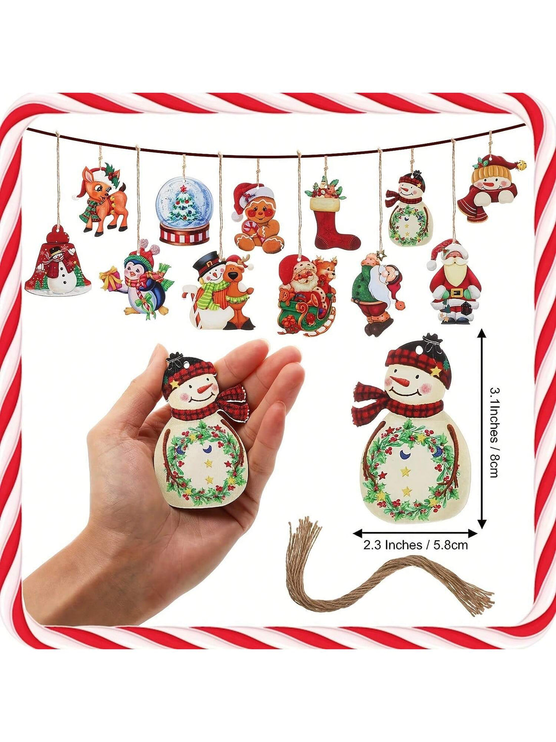 Add a touch of rustic charm to your holiday decor with the Festive Farmhouse Wooden Christmas Ornaments. This 24-piece vintage set features hand-painted designs on wooden pieces. Bring a warm and nostalgic feel to your tree with these timeless accents.