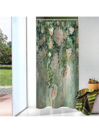 Rustic Boho Tropical Succulent Shower Curtain: Waterproof Bathroom Decor with Hooks