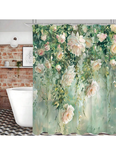 Rustic Boho Tropical Succulent Shower Curtain: Waterproof Bathroom Decor with Hooks