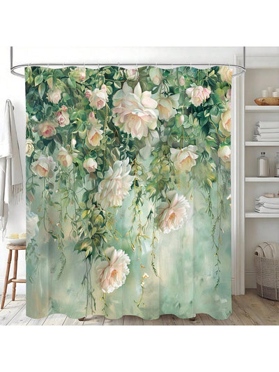 Rustic Boho Tropical Succulent Shower Curtain: Waterproof Bathroom Decor with Hooks