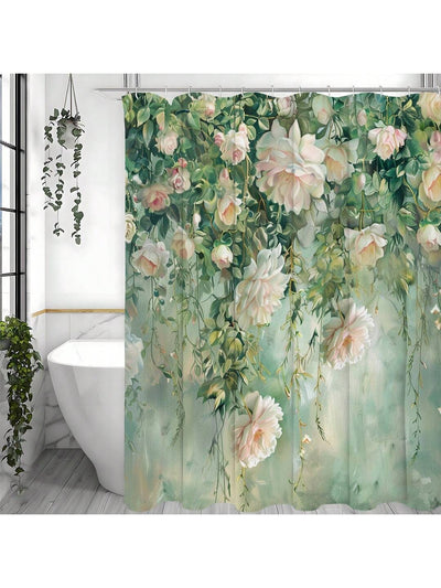 Rustic Boho Tropical Succulent Shower Curtain: Waterproof Bathroom Decor with Hooks