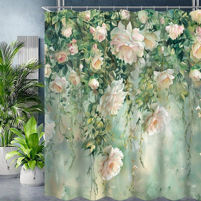 Rustic Boho Tropical Succulent Shower Curtain: Waterproof Bathroom Decor with Hooks