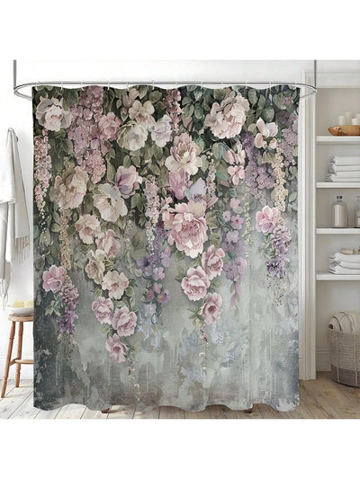 Rustic Boho Tropical Succulent Shower Curtain: Waterproof Bathroom Decor with Hooks