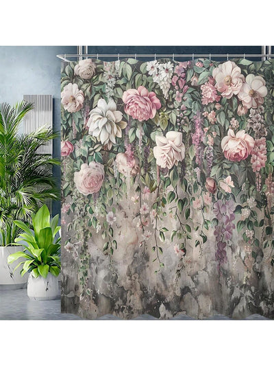 Rustic Boho Tropical Succulent Shower Curtain: Waterproof Bathroom Decor with Hooks