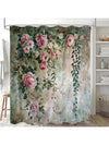 Rustic Boho Tropical Succulent Shower Curtain: Waterproof Bathroom Decor with Hooks