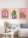 Boho Desert Vibes: Frameless Canvas Print - Cactus & Vulture Sunrise/Sunset Wall Art