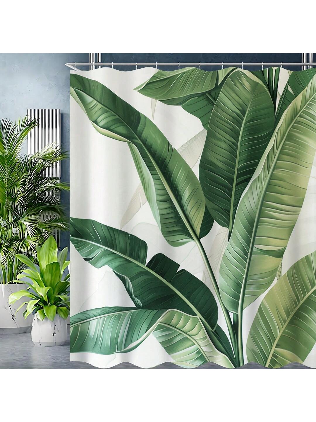 Upgrade your bathroom with our Green Leaf Print Waterproof Shower Curtain. Made with high quality materials, this stylish curtain adds a refreshing touch to your morning routine. The vibrant green leaf print is both waterproof and durable, keeping your bathroom dry and looking new. Comes with hooks for easy installation.
