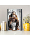 Sasquatch in the Bathroom: Whimsical Canvas Art Print for Home and Office Decor