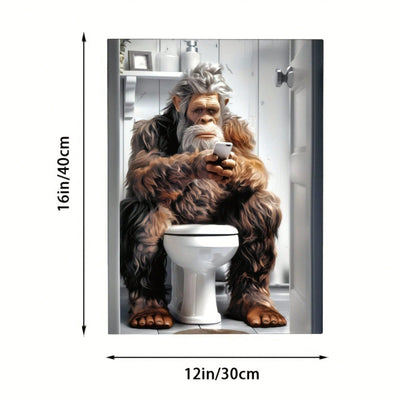 Funny Sasquatch On Toilet Canvas Art Print - Perfect For Home