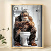 Funny Sasquatch On Toilet Canvas Art Print - Perfect For Home