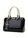 Chic and Versatile Patent Leather Boston Bag: Perfect for Work or Play!