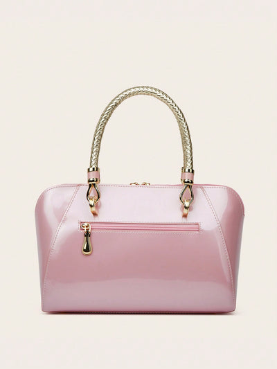 Chic and Versatile Patent Leather Boston Bag: Perfect for Work or Play!