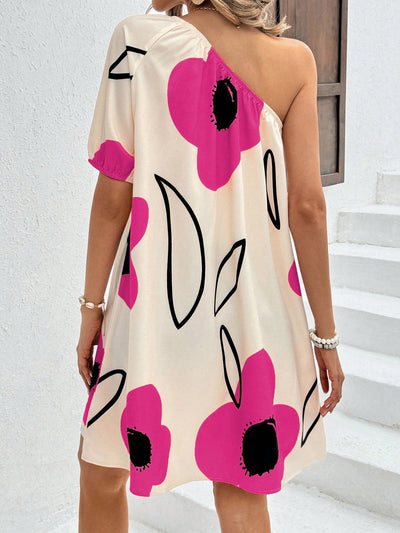 Chic and Stylish: One Shoulder Printed Dress for Women