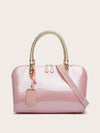 Chic and Versatile Patent Leather Boston Bag: Perfect for Work or Play!