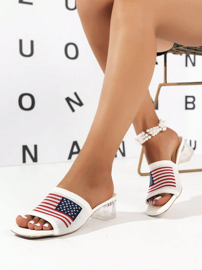 American Flag Pattern High Heeled Sandals: Elegant and Versatile Style for Women