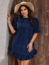 Chic Curves: Lace-Trimmed Denim Dress for Plus Size Women