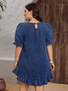 Chic Curves: Lace-Trimmed Denim Dress for Plus Size Women