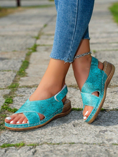 Vintage Distressed Plus Size Wedge Sandals: European & American Casual Style