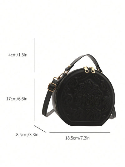 Vintage Flower Embossed Round Handbag: The Chic Commuter's Essential