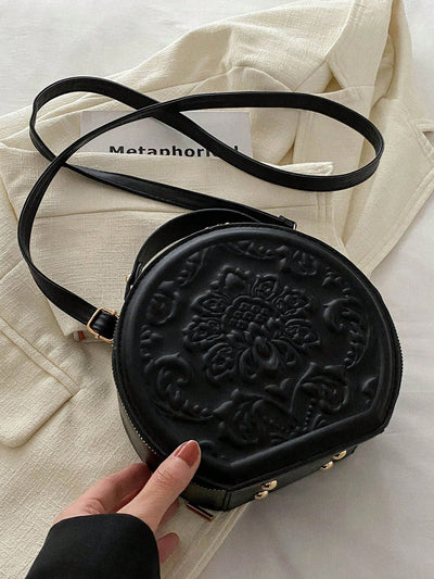 Vintage Flower Embossed Round Handbag: The Chic Commuter's Essential