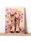 Boho Chic Floral Cowgirl Canvas Art Print: Modern Western Poster for Home Decor