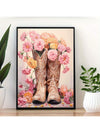 Boho Chic Floral Cowgirl Canvas Art Print: Modern Western Poster for Home Decor