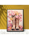 Boho Chic Floral Cowgirl Canvas Art Print: Modern Western Poster for Home Decor