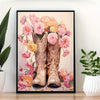 Boho Chic Floral Cowgirl Canvas Art Print: Modern Western Poster for Home Decor