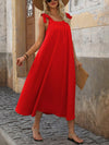 Chic and Simple: Women's Solid Color Pleated Spaghetti Strap Dress for Summer Vacation