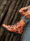 Stylish British Short Boots: Low Heel, Thick Sole, Lace-Up Design for Halloween
