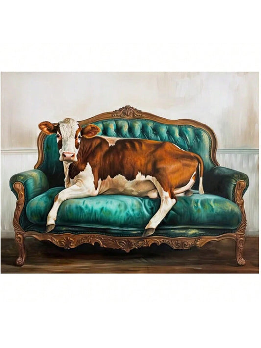 Quirky Vintage Animal Sofa Poster for Home Decor - Canvas Printing Wall Art