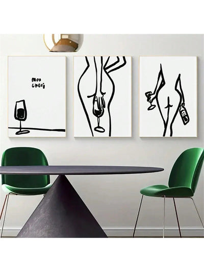 Enhance your home decor with our Abstract Girl Line Canvas Alcohol Poster Set. Each piece showcases unique abstract girl designs, created with high-quality canvas and alcohol ink printing. The perfect addition to any wall, this set adds a touch of modern and artistic flair. Bring a bold and sophisticated look to your living space with our poster set.