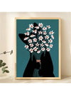 Mystical Black Cat and Chrysanthemum Wall Art: Perfect Decoration for Any Room