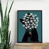 Mystical Black Cat and Chrysanthemum Wall Art: Perfect Decoration for Any Room