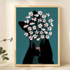 Mystical Black Cat and Chrysanthemum Wall Art: Perfect Decoration for Any Room