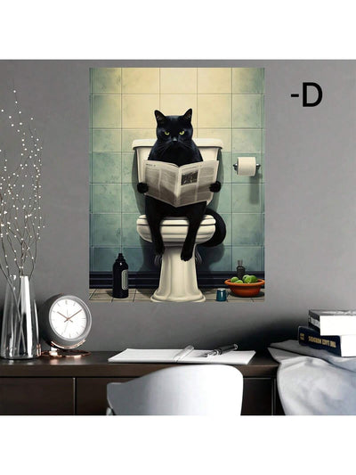 Whimsical Black Cat Canvas Poster: Adding a Playful Touch to Your Home Decor