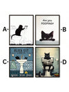 Whimsical Black Cat Canvas Poster: Adding a Playful Touch to Your Home Decor