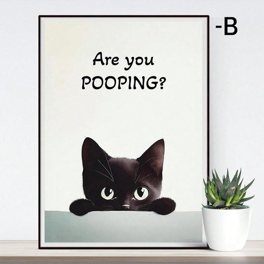 Whimsical Black Cat Canvas Poster: Adding a Playful Touch to Your Home Decor