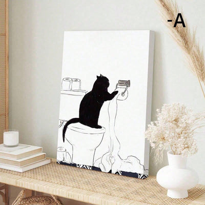 Whimsical Black Cat Canvas Poster: Adding a Playful Touch to Your Home Decor