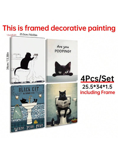 Whimsical Black Cat Canvas Poster: Adding a Playful Touch to Your Home Decor