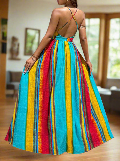 Rainbow Striped Maxi Flowy Dress: Perfect Pride Outfit for Summer