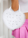 Enchanting Heart-Shaped Handbag with Diamond Pearl Decor