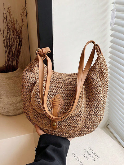 Stylish Summer Tote: Versatile Woven Crossbody Bag for Women