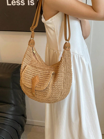 Stylish Summer Tote: Versatile Woven Crossbody Bag for Women