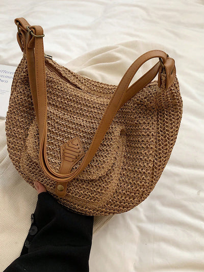 Stylish Summer Tote: Versatile Woven Crossbody Bag for Women